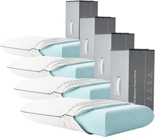 Vista 34 de WEEKENDER Almohada de espuma viscoelástica de gel, tamaño estándar, sensación firme media, soporte para cuello y hombros, para dormir de lado