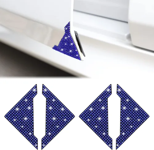 Vista 12 de TOMALL Protectores de borde de esquina de puerta de automóvil, 4 unidades, con diamantes de imitación brillantes, antiarañazos, calcomanía para AB