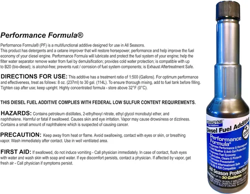 Vista 2 de Stanadyne Performance Formula - Aditivo para combustible diésel, paquete de 6 unidades de 1/2 pintas # 38564