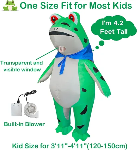 Vista 2 de Stegosaurus Disfraz inflable de rana para niños, disfraces de animales lindos de Halloween, divertido traje inflable para niños y niñas, fiesta