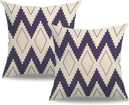 Vista 7 de 7COLORROOM Fundas de almohada de estilo geométrico moderno, rayas negras y beige, de lino y algodón, cuadradas, decorativas, para el hogar, 18 x 18