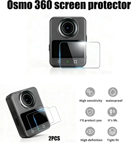 Vista 4 de PellKing Protectores de lente para DJI Osmo 360, protector de lente con funda de cámara y protector de pantalla, kit de accesorios para cámara
