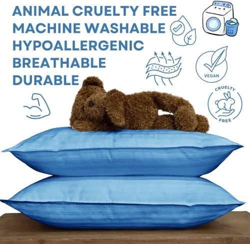 Vista 4 de Kinder - Almohada mullida para niños pequeños, 2X, certificada y galardonada, (no necesita funda de almohada), funda de algodón puro de 300 hilos