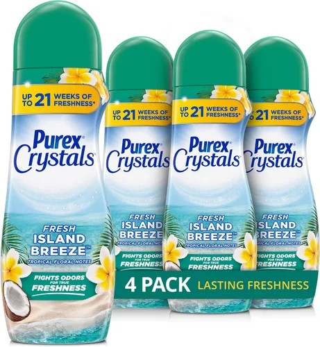 Vista 13 de Purex Crystals In-Wash - Potenciador de aroma, flor de cerezo y jengibre, 21 onzas (paquete de 4), tecnología de frescura y eliminación de olores