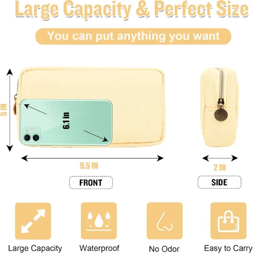 Vista 2 de izuzta Nylon Lager Pequeño Slim Mini Maquillaje Bolsa Organizador, Beige, Viajes