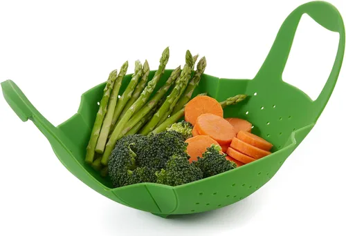 Vista 2 de Cesta de silicona para vaporizador de verduras/alimentos - Inserto para ollas, sartenes, ollas de barro y más... por Sunsella