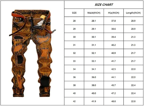 Vista 7 de utcoco Pantalones de mezclilla clásicos para hombre, corte delgado, cintura media, pierna recta, agujeros rasgados, rasgados, jeans