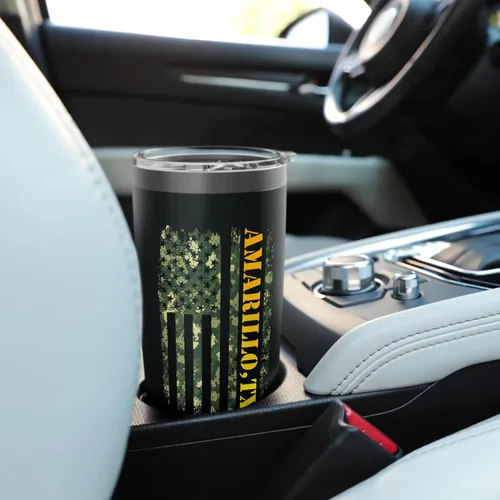 Vista 6 de Amarillo Texas Camouflage Usa Flag Stainless Steel Insulated Tumbler