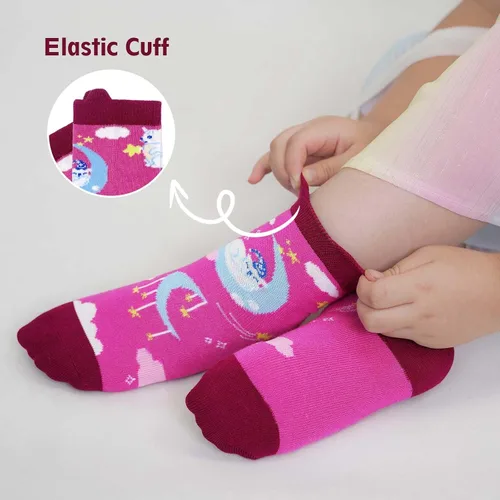 Vista 2 de Hellomamma Girls Toddler Cotton Crew Socks Kids Novelty Animal Soft Funny Fashion Casual Breathable Childs Socks 5 Pairs