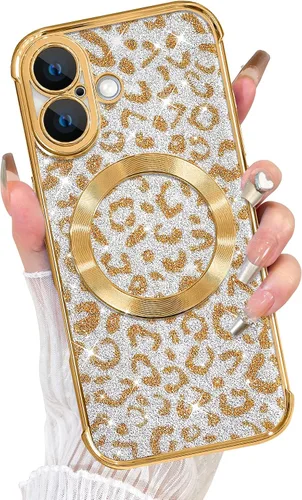 Vista 41 de Fiyart Diseñado para iPhone 16 Pro Max, Funda Compatible con MagSafe, Estampado de Guepardo, Placa de Protección de Cámara, Magnético, Brillante