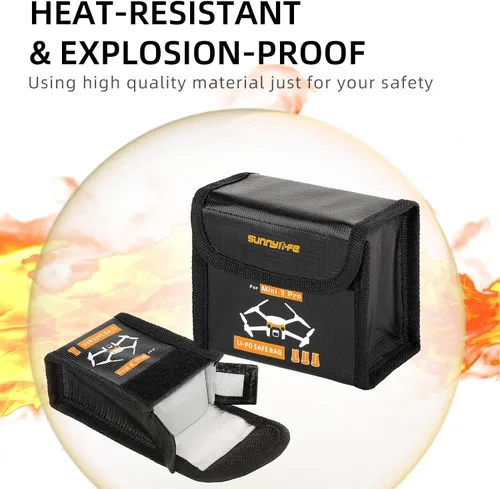 Vista 3 de Mini 3 4 5 Pro Lipo Bolsa de batería para DJI Mini 5/4/3 Pro/Flip RC Cámara Drone Accesorios ignífugos a prueba de explosiones Baterías Funda