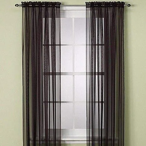 Vista 25 de Sapphire Home Cortinas traslúcidas negras de 63 pulgadas de largo, juego de 2 paneles de cortinas traslúcidas, filtrantes de luz, cortinas Negro