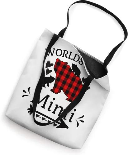 Vista 2 de Worlds Best Mimi Red Black Plaid Bear con Baby Cubs Bolso de mano