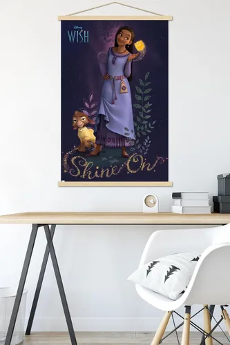 Vista 5 de Trends International Disney Wish - Póster de pared Asha, 22.37 x 34.00 pulgadas, paquete de impresión premium y colgador de madera de haya
