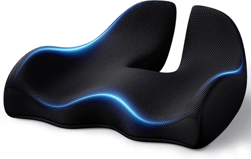 Vista 12 de Benazcap Cojín de asiento de espuma viscoelástica, alivio de presión Negro