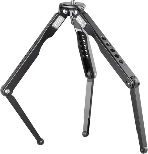 Vista 6 de Leofoto Trípode de sobremesa MT-03, mini trípode de aluminio, 2 secciones de patas, pata plegable, portátil y compacto, espárrago de montaje de 1/4