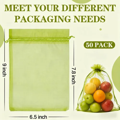 Vista 3 de YunKo 50 bolsas de protección de frutas de 6.5 x 9 pulgadas, bolsa de Verde oliva