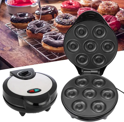 Vista 7 de Mini máquina de donas, 7 donas para familias con desayuno, aperitivos y postres, 1000 vatios