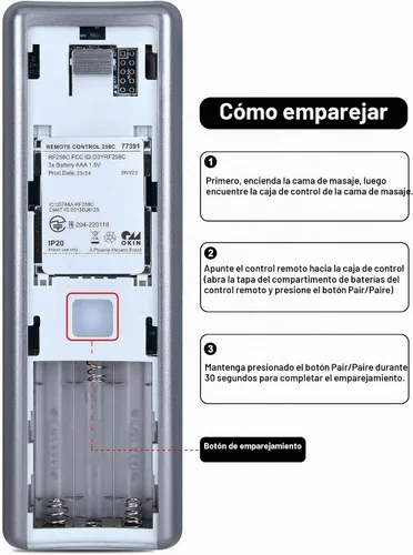 Vista 3 de RF258C 77391 - Mando a distancia de repuesto compatible con cama ajustable Serta Motion Perfect II y III