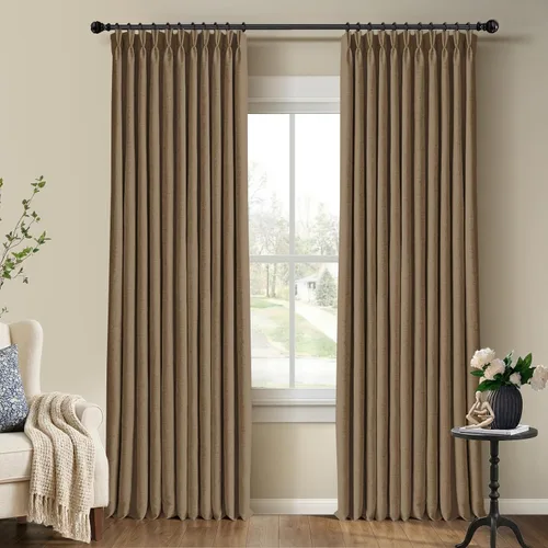 Vista 33 de CAPALOCA Cortinas extra de 60 pulgadas de ancho 100% opacas de 96 pulgadas Desnudo Natural