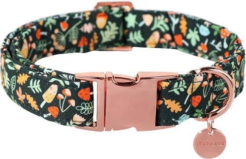 Vista 29 de Collar de perro floral azul, collar floral de algodón ajustable para primavera y verano con colgante de margarita, hebilla de liberación rápida