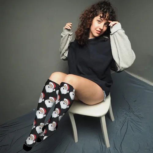 Vista 4 de devor Thigh High Socks Long Socks for Girls Dress Sock Funny Santa Claus Socks