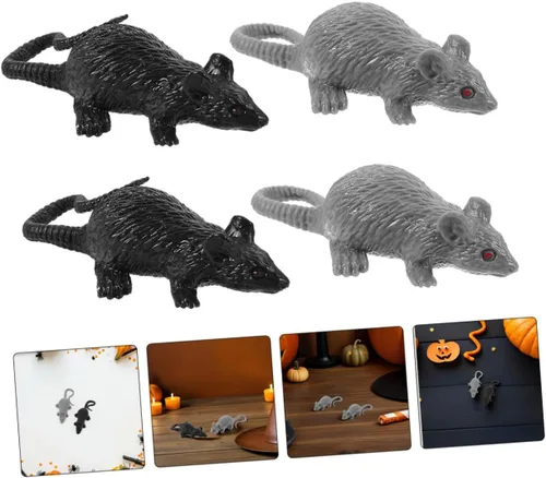 Vista 7 de DECHOUS 24pcs Simulated Mouse Realistic Halloween Prank Portable Lightweight Creepy Animal Figures for Party Decorations and Funny Interactions