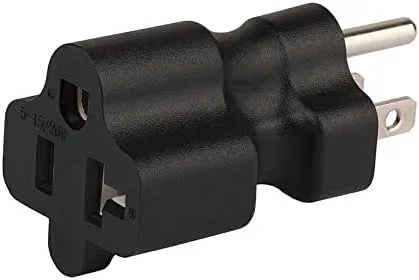 Vista 2 de Nema 5-15P to 5-15R/5-20R AC Power Adapter 15A 125V adaptador de corriente alterna 15 Amp Household AC Plug, 20 Amp T Blade Power