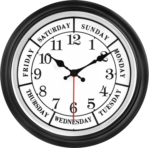 Vista 12 de 45 Min - Reloj de pared para interiores y exteriores, 12 pulgadas, estilo retro, 03 12 plata