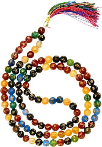Vista 88 de Collar y Pulsera de Cuentas de Oración Japa Mala de Amazing Gemstone, 108 Cuentas para Meditación turquesa (African Turquoise)