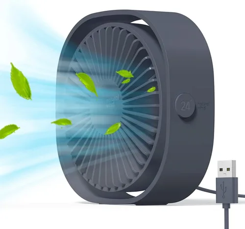 Vista 9 de Simpeak Ventilador USB pequeño, silencioso y portátil alimentado por USB (sin batería), refrigeración de 3 ajustes de velocidad, ventilador personal