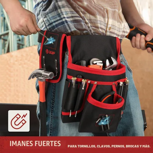 Vista 3 de Cinturón de herramientas magnético para hombres, 26 bolsillos, bolsa de herramientas de uñas resistente, regalo para papá