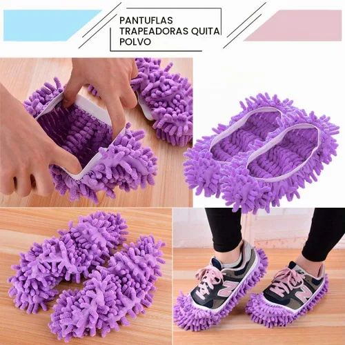Vista 3 de Cosywell 5 pares de 10 pantuflas de mopa para suministros de limpieza de pisos, pantuflas de microfibra lavables y reutilizables, calcetines