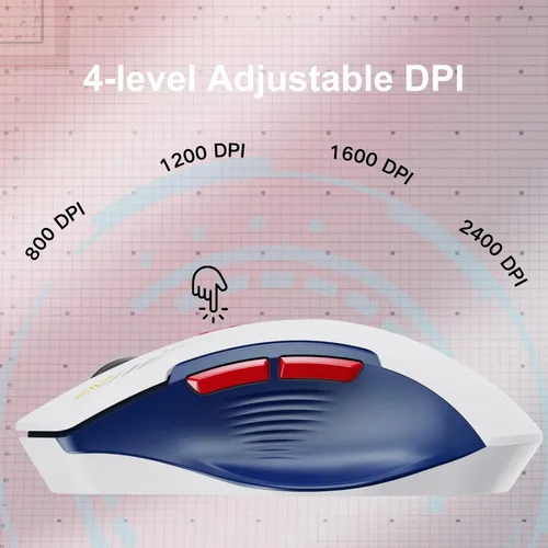 Vista 4 de Uineer Wireless Mouse, 2.4GHz Rechargeable Computer Mouse, Battery Display Azul y blanco