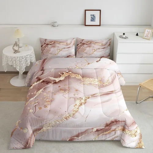 Vista 19 de Feelyou Juego de edredón abstracto para todas las estaciones, juego de ropa de cama negro y azul con 1 funda de almohada con estampado de mármol
