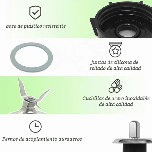 Vista 3 de para kit de piezas de repuesto de licuadora Oster - Cuchilla trituradora de hielo con tapa de base de jarra, perno de acoplamiento con anillo