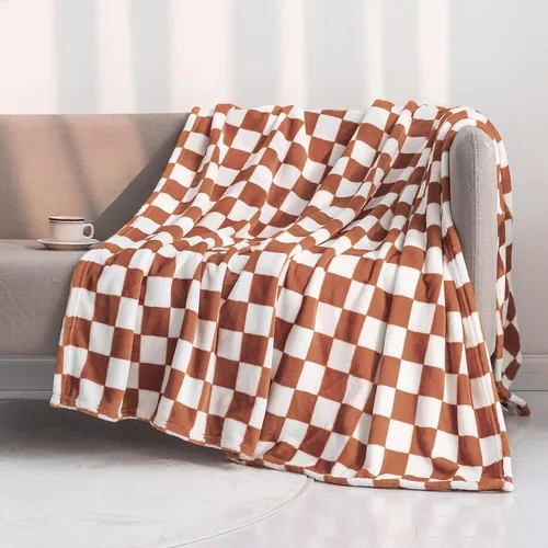 Vista 16 de LOMAO Manta de franela con patrón de cuadrícula de ajedrez, suave, lujosa, cálida y acogedora para sofá y cama, para todas las estaciones