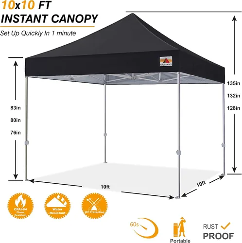 Vista 2 de ABCCANOPY Commercial Pop Up Canopy Tent 10x10 Premium-Series, Black