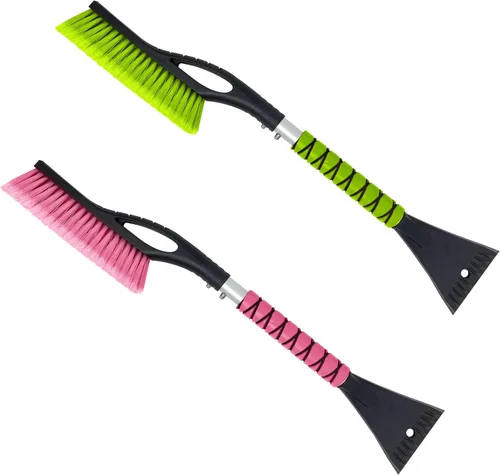 Vista 10 de Autovir Cepillo de nieve de 27 pulgadas y raspadores de hielo para parabrisas de automóvil (paquete de 3), raspador de ventana con agarre ergonómico