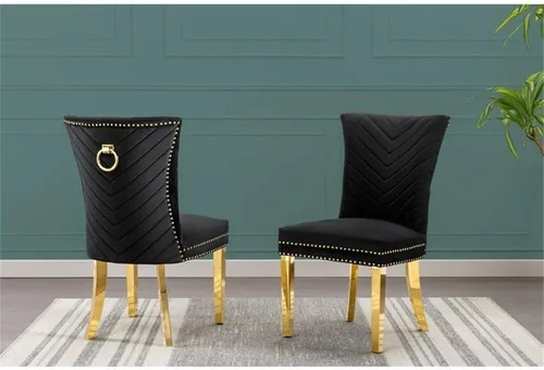 Vista 2 de Best Quality Furniture SC360-367 Sillas de comedor, negro/dorado