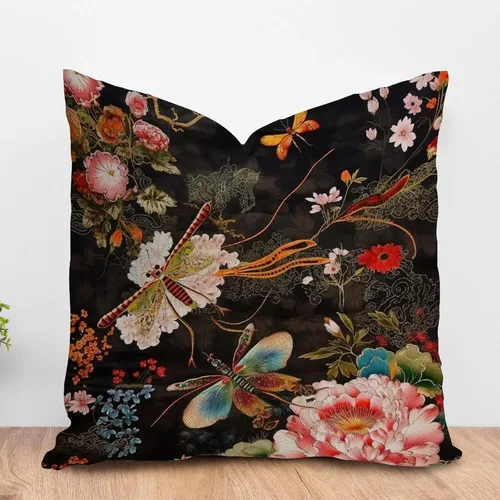 Vista 32 de ArogGeld Funda de almohada blanca con flores chinoiserie, funda de almohada para sofá, diseño floral verde y blanco, funda de almohada de lino A-12