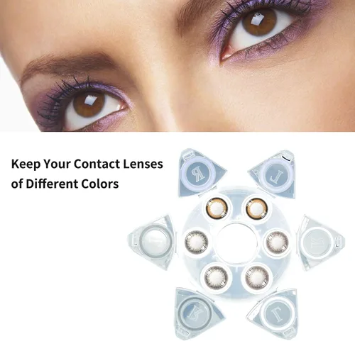 Vista 2 de Estuche para lentes de contacto – Caja de almacenamiento portátil premium para contactos oculares – Funda de contacto definitiva para tres pares