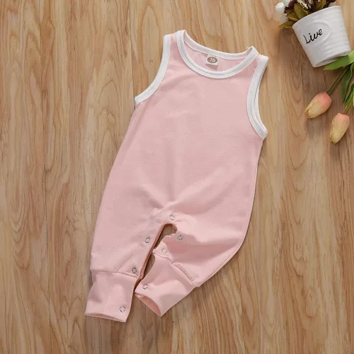 Vista 22 de Mameluco básico de una pieza de color sólido para bebés y niñas