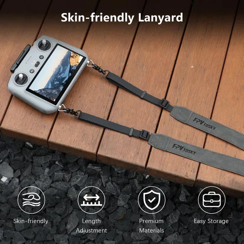 Vista 4 de FPVtosky Cordón para DJI RC 2 y RC y RC Pro 2, correa de cuello RC, cuero suave compatible con accesorios de mando a distancia DJI