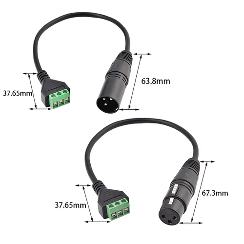 Vista 6 de 4 conectores XLR macho y hembra a cable de terminal de tornillo de 3 pines, adaptador de tornillo XLR de 3 núcleos con cable de 11.8 in