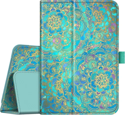 Vista 10 de Fintie Funda tipo folio para tablet Fire 7 (12ª generación, versión 2022), último modelo, piel vegana de alta calidad, delgada, plegable