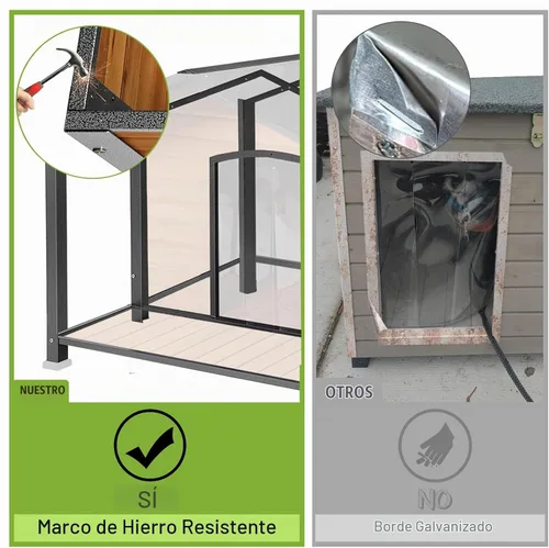 Vista 6 de Casa para perros con calefacción para perros al aire libre con forro aislante para invierno, jaula impermeable de 34 pulgadas para perros pequeños