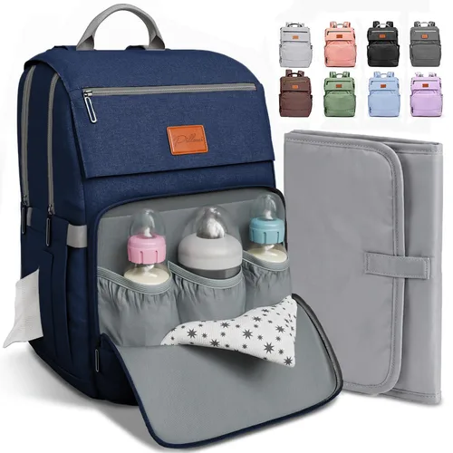 Vista 16 de PILLANI - Mochila grande para llevar pañales de bebé, para viajar, cambiador incluido, producto esencial para recién nacidos, artículos para mamá