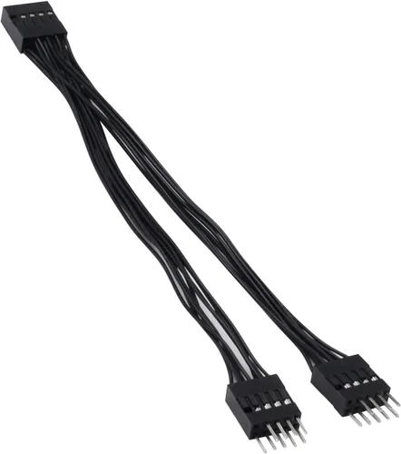 Vista 7 de Duttek Cable divisor USB, 5 pulgadas/5.1 in, USB 2.0 9 pines hembra a doble 9 pines macho extensión para placa base, 1 paquete