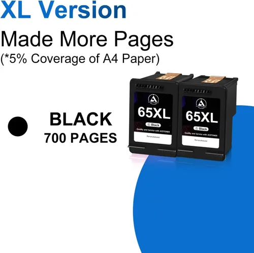 Vista 3 de Cartuchos de tinta negros 65XL de repuesto para impresora HP 65XL Ink 65 de alto rendimiento con Envy 5055 5052 5058 DeskJet 3755 2655 3752 3720